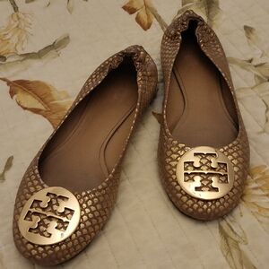 Tory Burch Metallic Gold Flats